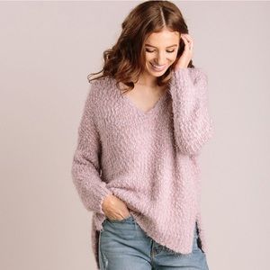 Liv Eyelash Knit Sweater — Pale Mauve